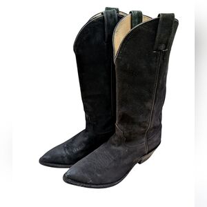 Nocona Black Suede Western Heeled Boots